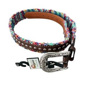 Nocona Belt Co. Western-style, multi-colored serape fabric & silver-tone buckle